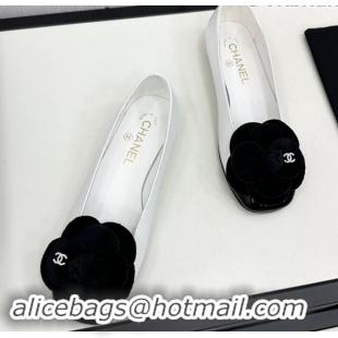 Purchase Chanel Lambskin Ballet Flats with Camellia Bloom White 1121025