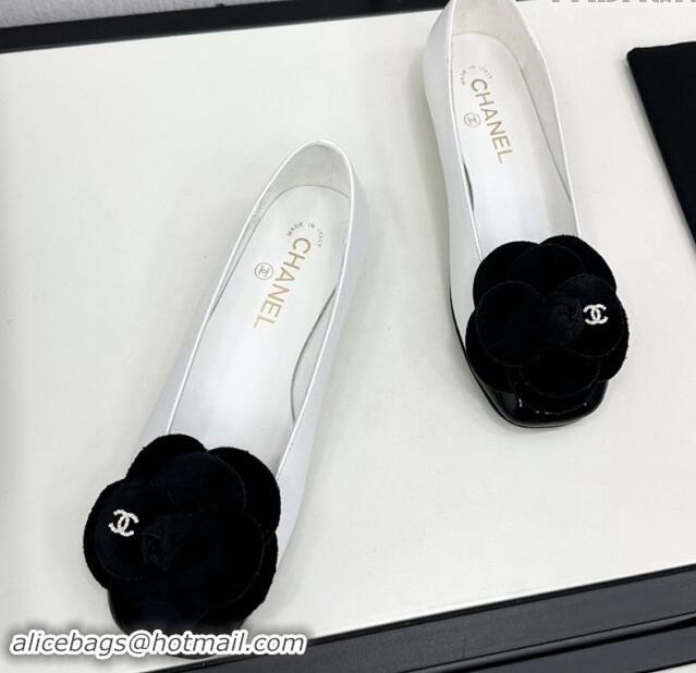 Purchase Chanel Lambskin Ballet Flats with Camellia Bloom White 1121025