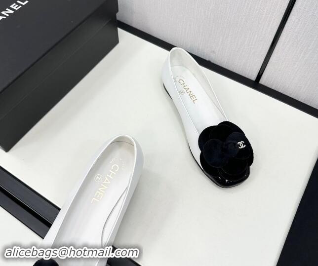 Purchase Chanel Lambskin Ballet Flats with Camellia Bloom White 1121025