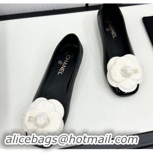 Popular Style Chanel Lambskin Ballet Flats with Camellia Bloom Black 121026