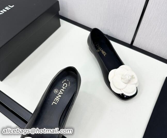 Popular Style Chanel Lambskin Ballet Flats with Camellia Bloom Black 121026