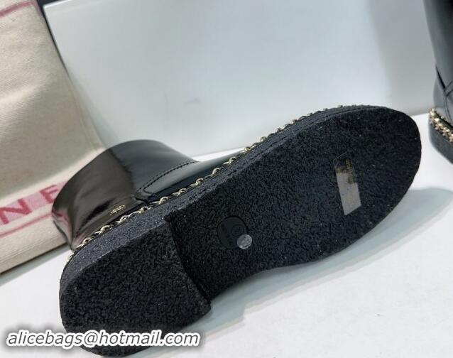 Buy Luxury Chanel Oil Calfskin Snow Boots with Chain Black 121037