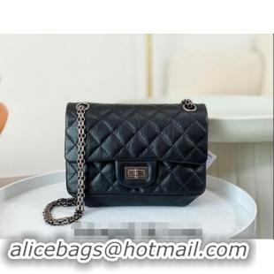 Grade Quality Chanel Reissue 2.55 Aged Calfskin Mini Flap Bag A01116 Black/Silver 2023