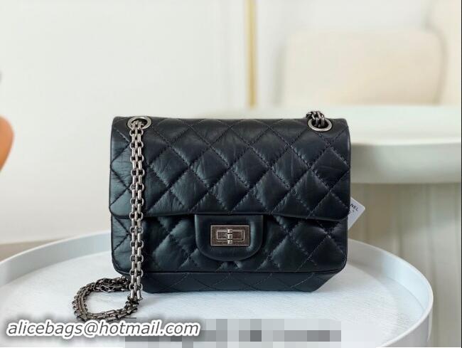 Grade Quality Chanel Reissue 2.55 Aged Calfskin Mini Flap Bag A01116 Black/Silver 2023