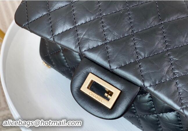 Top Grade Chanel Reissue 2.55 Aged Calfskin Large Flap Bag A37587 Black/Silver 2023