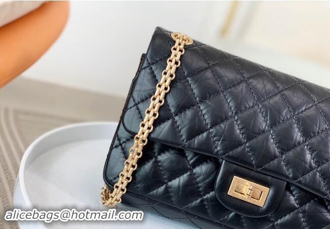 Top Grade Chanel Reissue 2.55 Aged Calfskin Large Flap Bag A37587 Black/Silver 2023