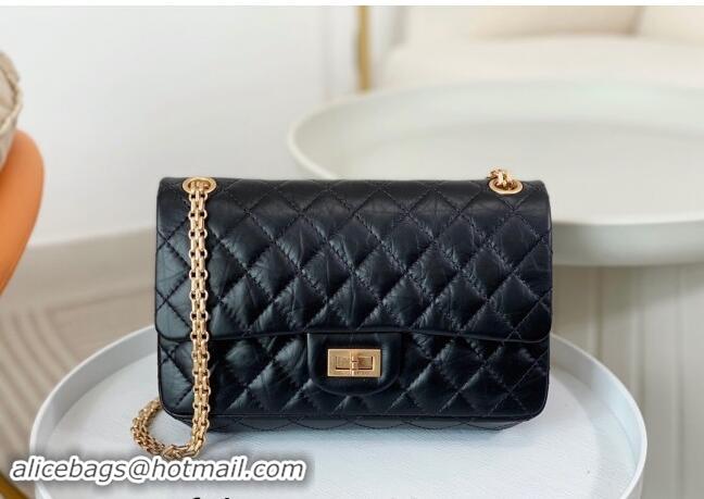 Top Grade Chanel Reissue 2.55 Aged Calfskin Large Flap Bag A37587 Black/Silver 2023