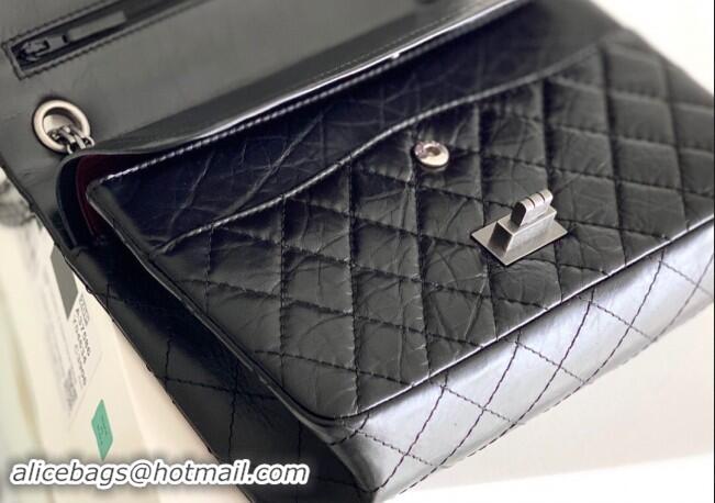 Top Design Chanel 2.55 Handbag in Aged Calfskin & Silver-Tone Metal A1601 Black 2024 Top Quality