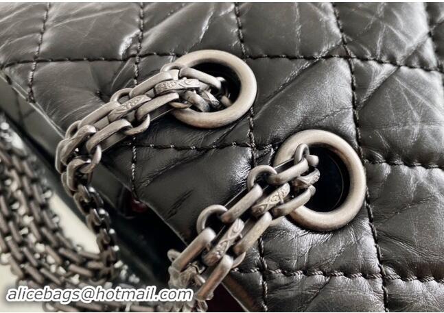 Top Design Chanel 2.55 Handbag in Aged Calfskin & Silver-Tone Metal A1601 Black 2024 Top Quality