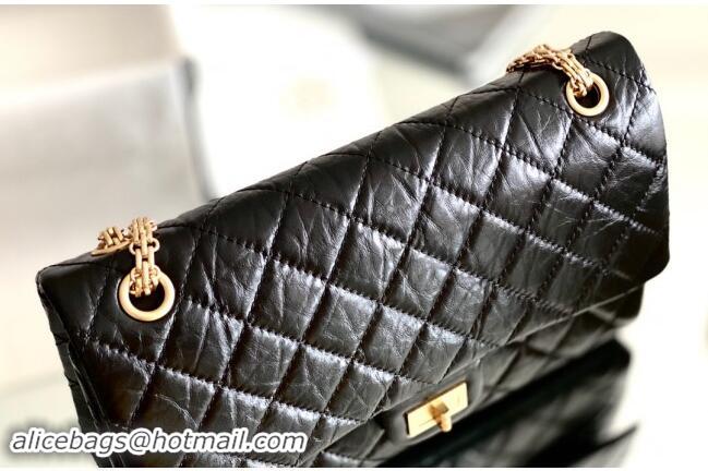 Promotional Chanel Large 2.55 Handbag in Aged Calfskin & Gold-Tone Metal A1602 Black 2024 Top Quality