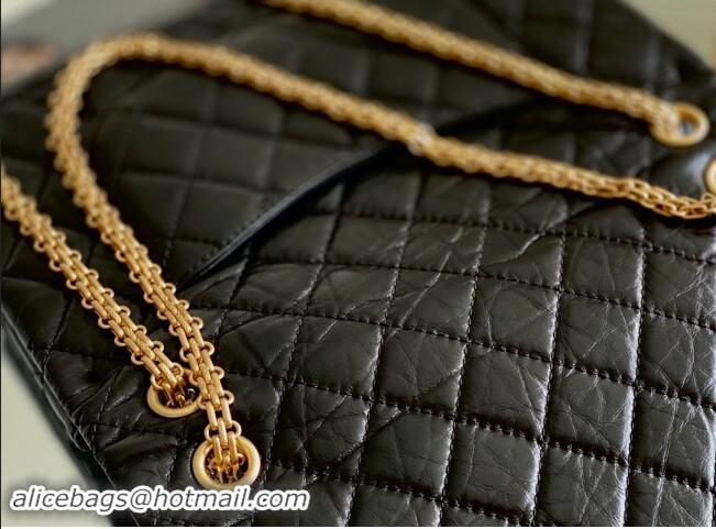 Promotional Chanel Large 2.55 Handbag in Aged Calfskin & Gold-Tone Metal A1602 Black 2024 Top Quality