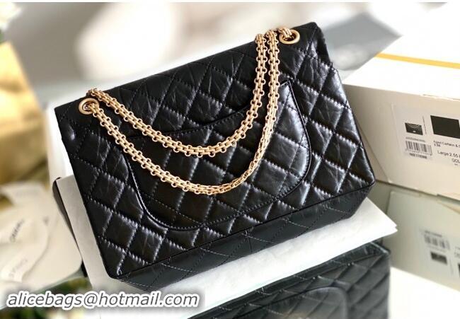 Promotional Chanel Large 2.55 Handbag in Aged Calfskin & Gold-Tone Metal A1602 Black 2024 Top Quality