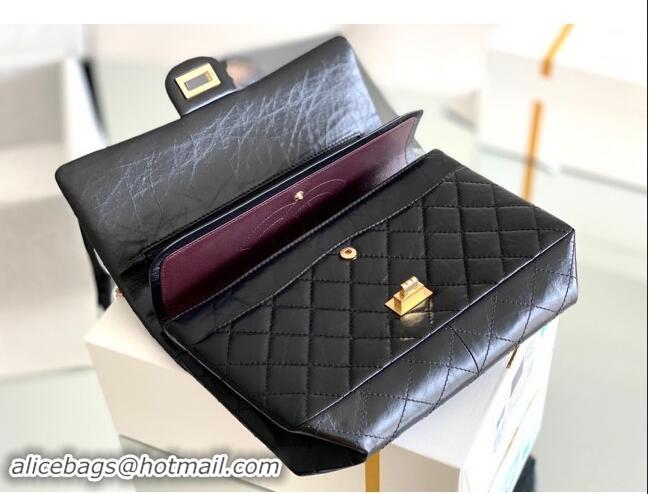 Promotional Chanel Large 2.55 Handbag in Aged Calfskin & Gold-Tone Metal A1602 Black 2024 Top Quality