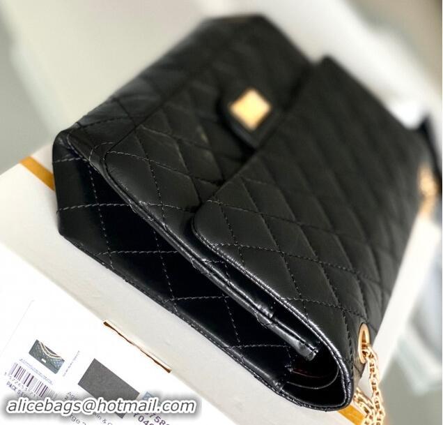 Promotional Chanel Large 2.55 Handbag in Aged Calfskin & Gold-Tone Metal A1602 Black 2024 Top Quality