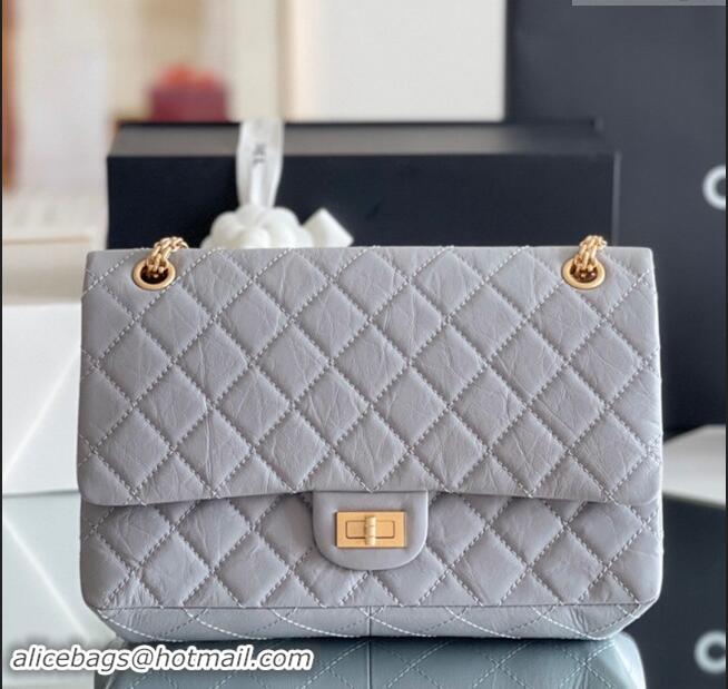 Discount Chanel Large 2.55 Handbag in Aged Calfskin & Gold-Tone Metal A1603 Grey 2024 Top Quality