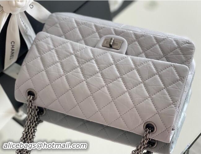 Buy Chanel Large 2.55 Handbag in Aged Calfskin & Silver-Tone Metal A1603 Grey 2024 Top Quality