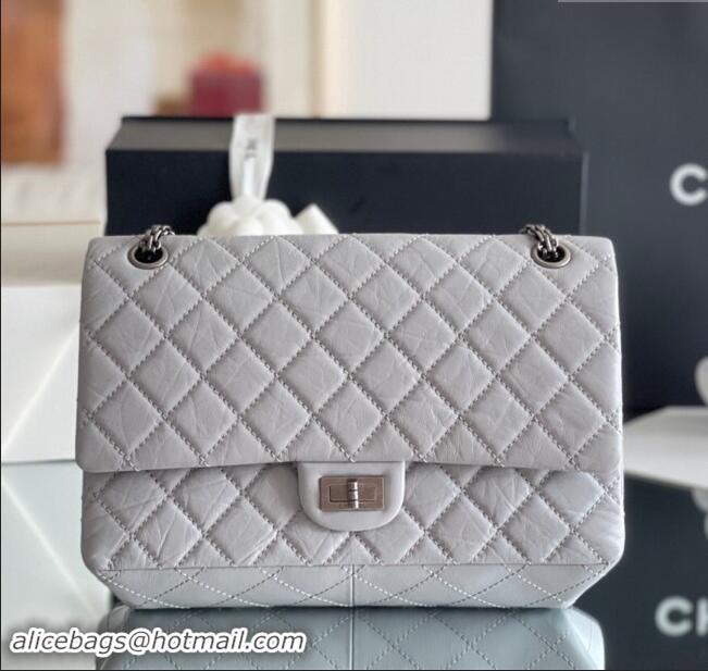 Buy Chanel Large 2.55 Handbag in Aged Calfskin & Silver-Tone Metal A1603 Grey 2024 Top Quality