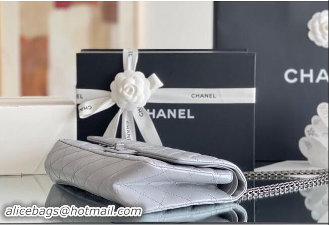 Buy Chanel Large 2.55 Handbag in Aged Calfskin & Silver-Tone Metal A1603 Grey 2024 Top Quality