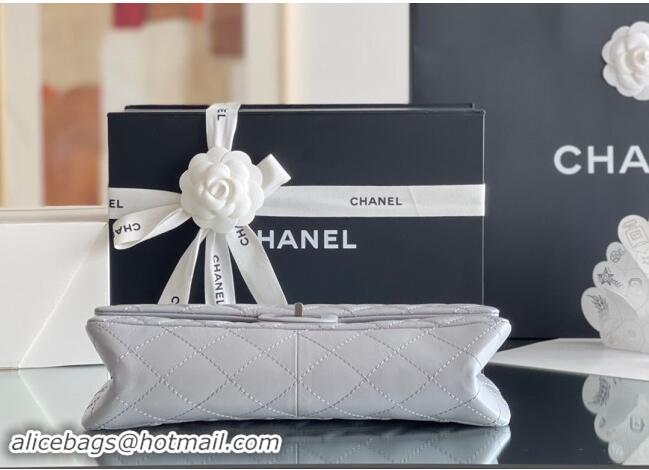 Buy Chanel Large 2.55 Handbag in Aged Calfskin & Silver-Tone Metal A1603 Grey 2024 Top Quality