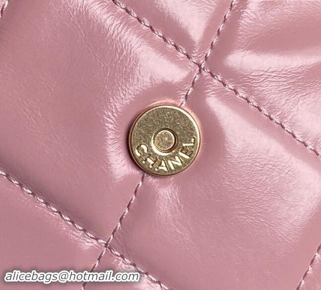 Famous Brand Chanel Shiny Calfskin Large Bowling Bag with Pockets AS4933 Light Pink 2024