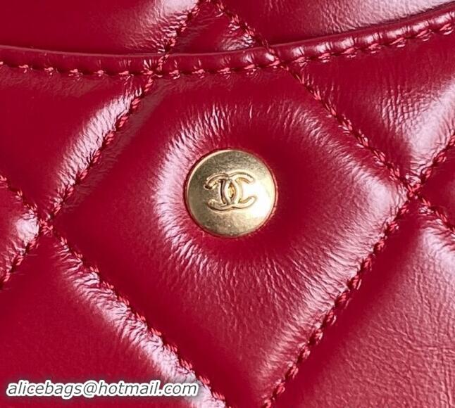 Famous Brand Chanel Shiny Calfskin Large Bowling Bag with Pockets AS4933 Red 2024