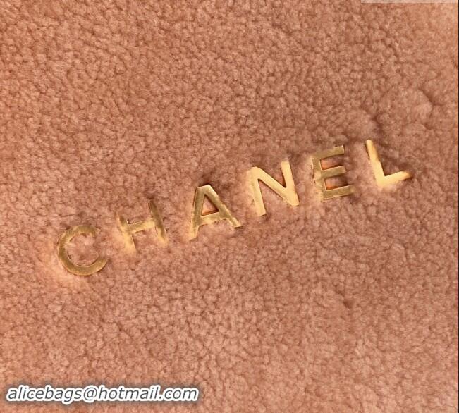 Good Quality Chanel 22 Shearling Small Shopping Bag AS3260 Light Brown 2024