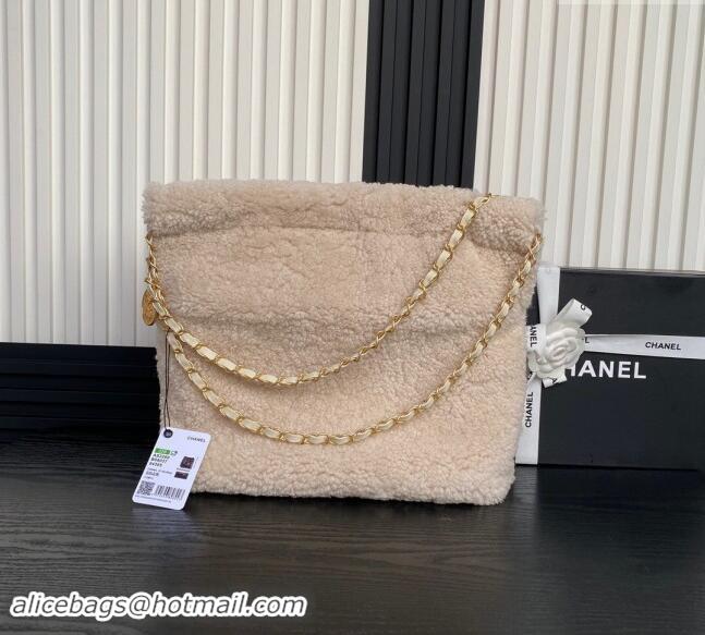 Big Discount Chanel 22 Shearling Small Shopping Bag AS3260 Pale Pink 2024