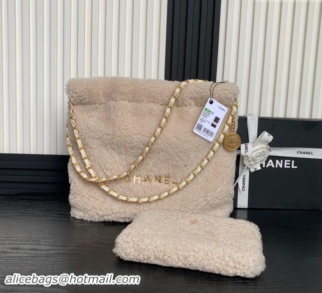 Big Discount Chanel 22 Shearling Small Shopping Bag AS3260 Pale Pink 2024