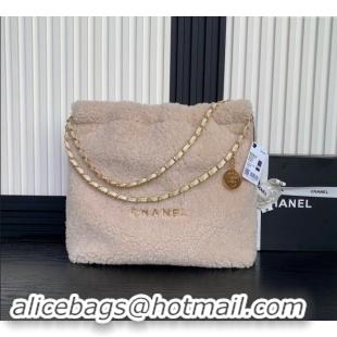 Buy Discount Chanel 22 Shearling Shopping Bag AS3261 Pale Pink 2024