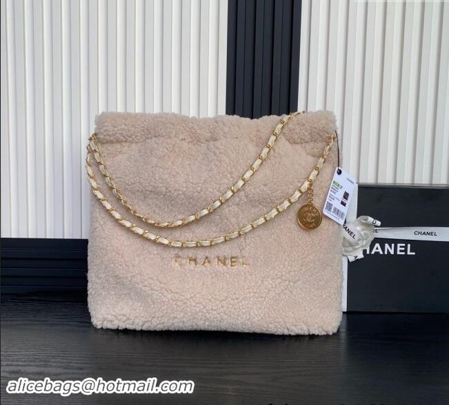 Buy Discount Chanel 22 Shearling Shopping Bag AS3261 Pale Pink 2024