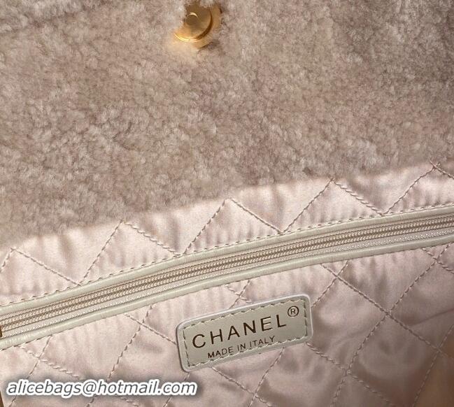 Buy Discount Chanel 22 Shearling Shopping Bag AS3261 Pale Pink 2024