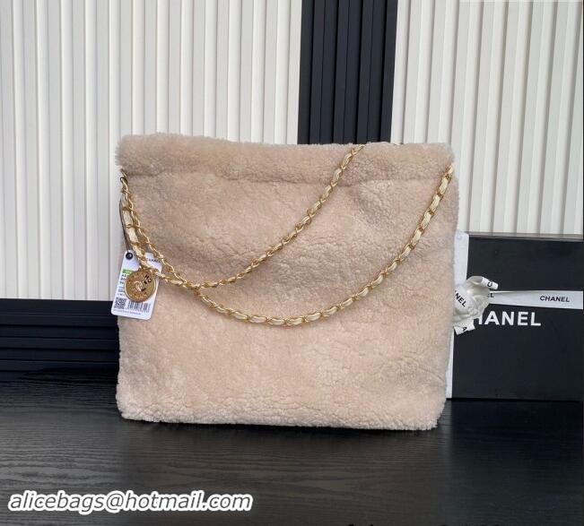 Buy Discount Chanel 22 Shearling Shopping Bag AS3261 Pale Pink 2024