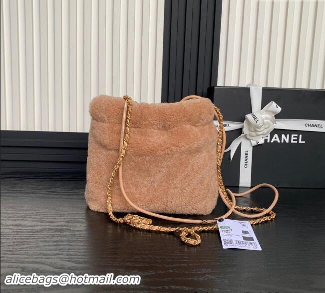 Top Design Chanel Shearling 22 Mini Shopping bag AS3980 Light Brown 2024