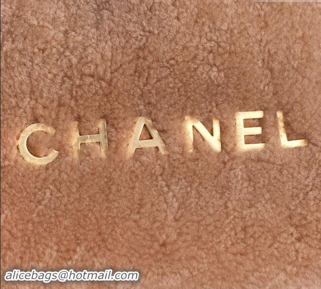 Top Design Chanel Shearling 22 Mini Shopping bag AS3980 Light Brown 2024