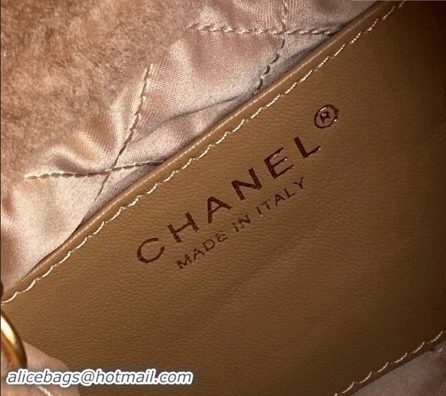 Top Design Chanel Shearling 22 Mini Shopping bag AS3980 Light Brown 2024