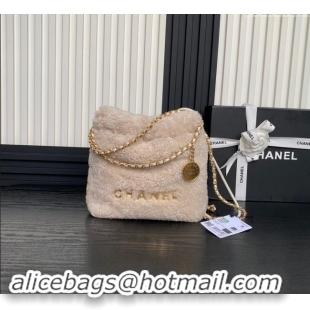 Pretty Style Chanel Shearling 22 Mini Shopping bag AS3980 Pale Pink 2024