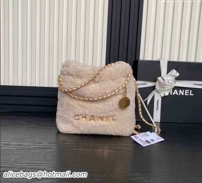 Pretty Style Chanel Shearling 22 Mini Shopping bag AS3980 Pale Pink 2024