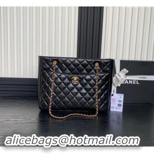 Top Grade Chanel Shiny Lambskin Small Shopping Bag AS5192 Black 2024