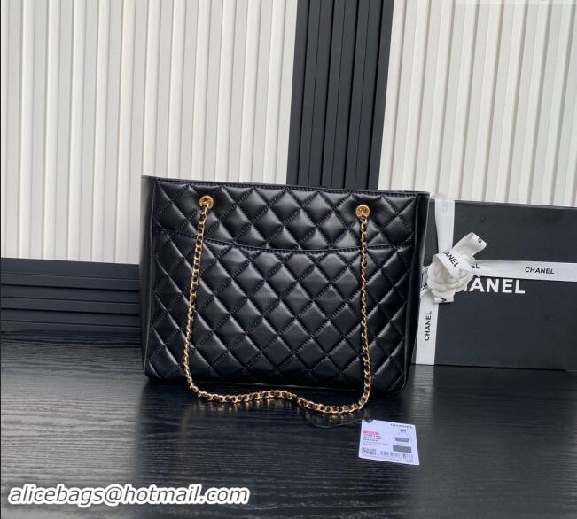 Top Grade Chanel Shiny Lambskin Small Shopping Bag AS5192 Black 2024