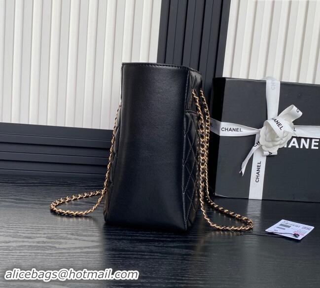 Top Grade Chanel Shiny Lambskin Small Shopping Bag AS5192 Black 2024