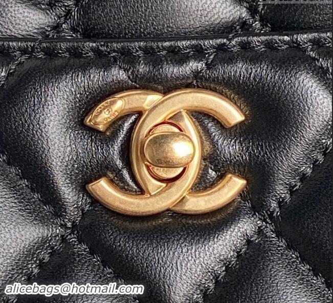 Top Grade Chanel Shiny Lambskin Small Shopping Bag AS5192 Black 2024