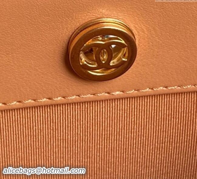 Good Product Chanel Shiny Lambskin Small Shopping Bag AS5192 Camel Brown 2024