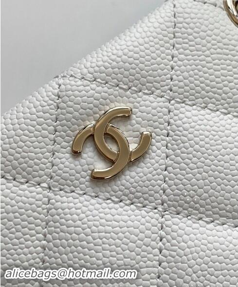 Super Quality Chanel Grained Shiny Calfskin Classic Clutch with Chain AP4423 White 2024