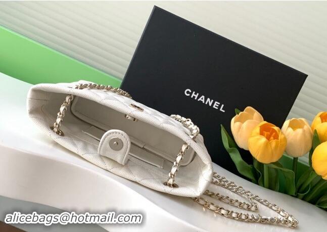 Super Quality Chanel Grained Shiny Calfskin Classic Clutch with Chain AP4423 White 2024