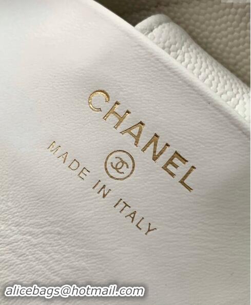 Super Quality Chanel Grained Shiny Calfskin Classic Clutch with Chain AP4423 White 2024