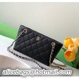 Promotional Chanel Grained Shiny Calfskin Classic Clutch with Chain AP4423 Black 2024