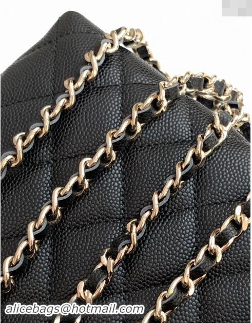 Promotional Chanel Grained Shiny Calfskin Classic Clutch with Chain AP4423 Black 2024