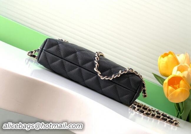 Promotional Chanel Grained Shiny Calfskin Classic Clutch with Chain AP4423 Black 2024