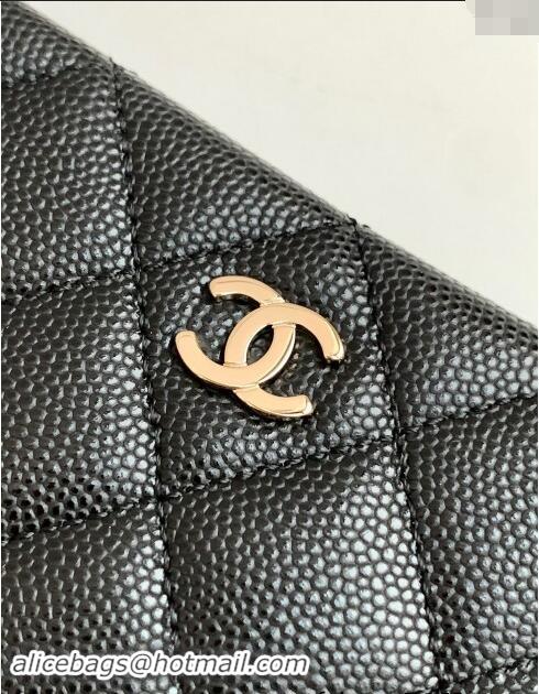 Promotional Chanel Grained Shiny Calfskin Classic Clutch with Chain AP4423 Black 2024