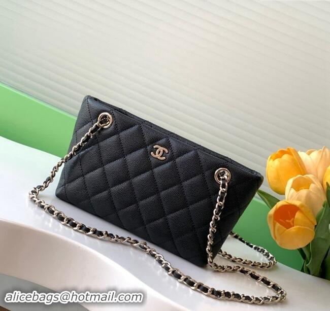 Promotional Chanel Grained Shiny Calfskin Classic Clutch with Chain AP4423 Black 2024